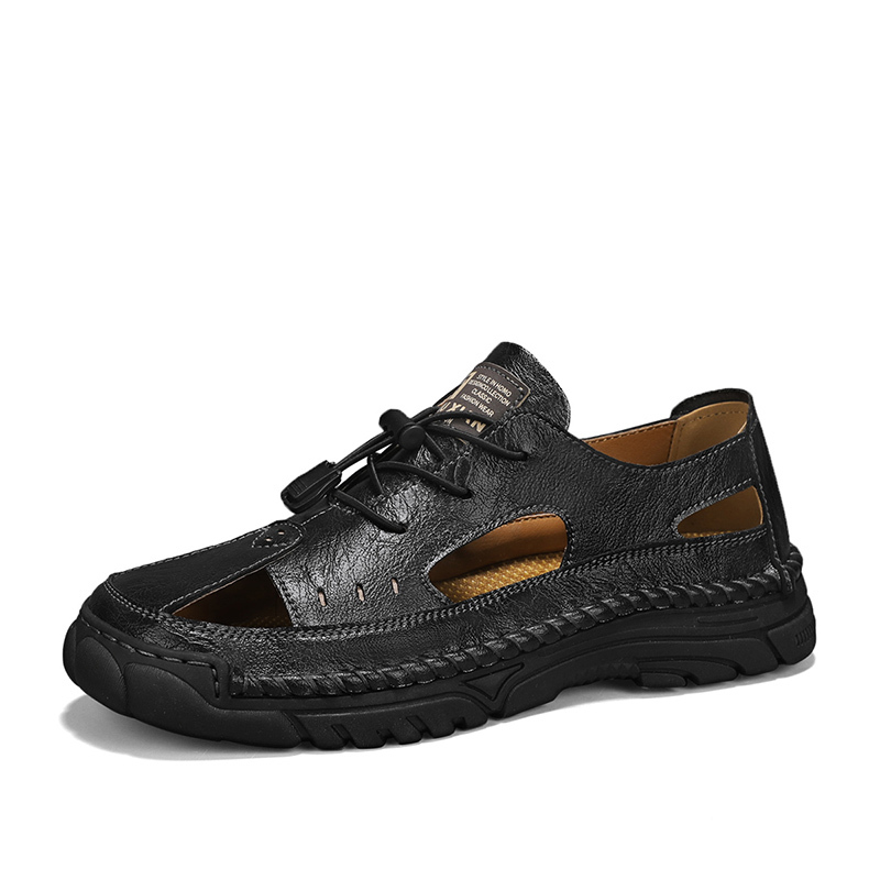 Men'S Sandals Outdoor Leather Closed Toe Beach Shoes