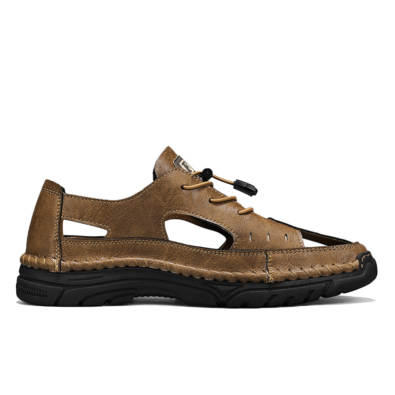 Men'S Sandals Outdoor Leather Closed Toe Beach Shoes