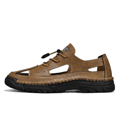 Men'S Sandals Outdoor Leather Closed Toe Beach Shoes