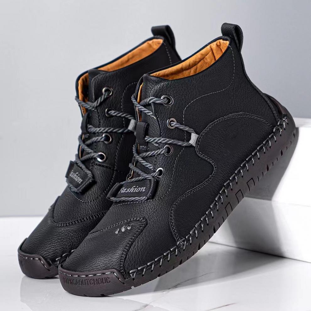 Mens Casual Shoes Summer Breathable Sneakers Loafers Walking Shoes Hand Made Lace-Up Leather Dress Flats Shoes for Driving Business Working Office