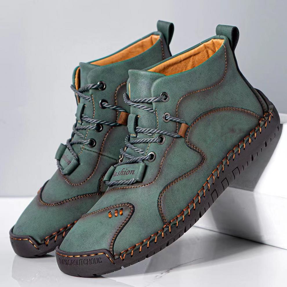 Mens Casual Shoes Summer Breathable Sneakers Loafers Walking Shoes Hand Made Lace-Up Leather Dress Flats Shoes for Driving Business Working Office