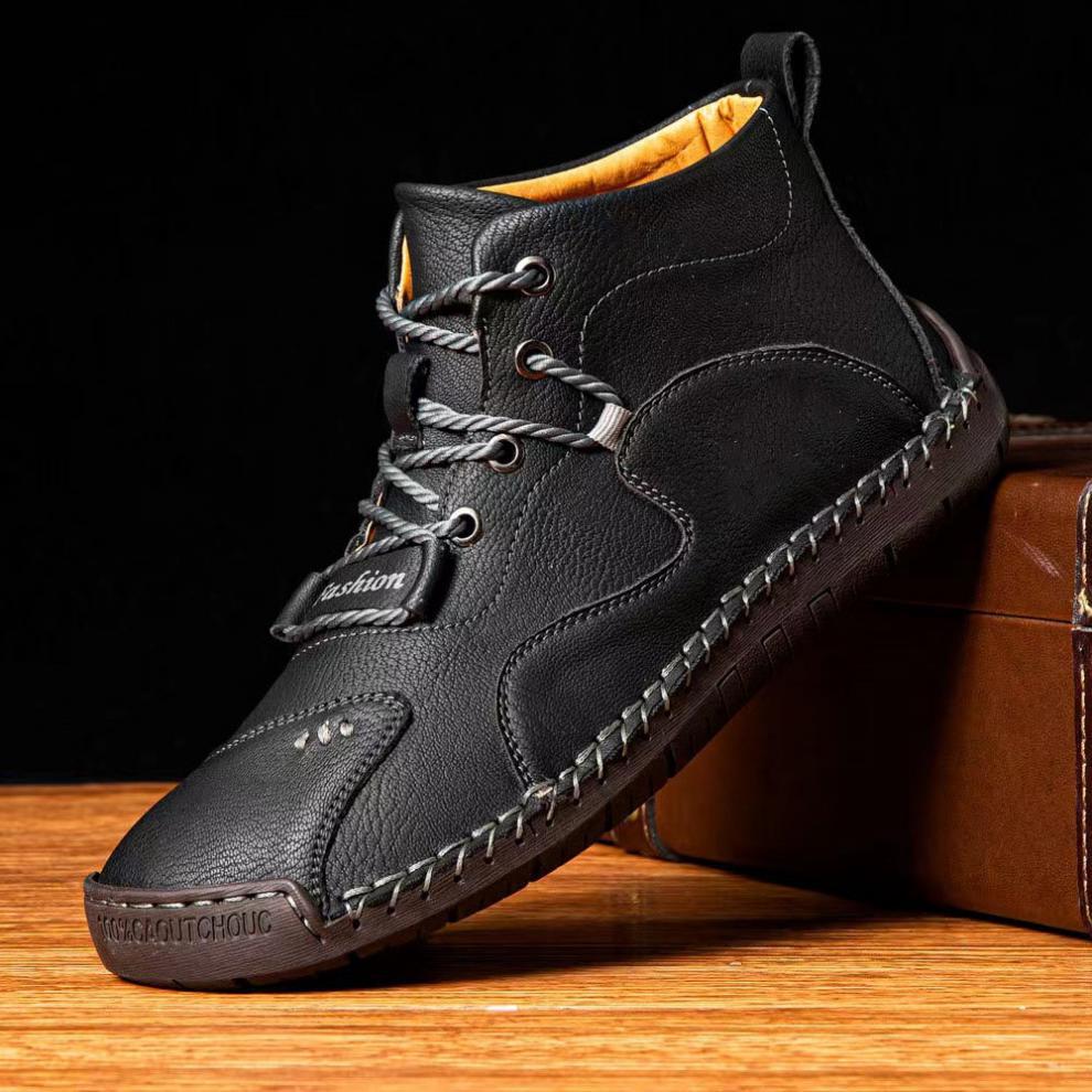 Mens Casual Shoes Summer Breathable Sneakers Loafers Walking Shoes Hand Made Lace-Up Leather Dress Flats Shoes for Driving Business Working Office