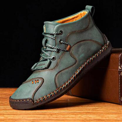 Mens Casual Shoes Summer Breathable Sneakers Loafers Walking Shoes Hand Made Lace-Up Leather Dress Flats Shoes for Driving Business Working Office