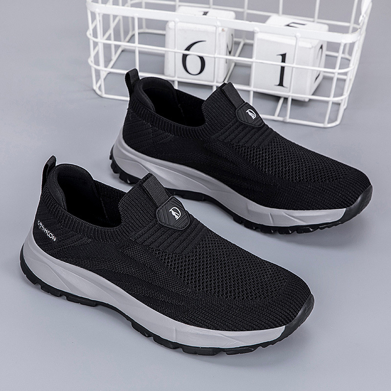 Men’s Orthopedic Slip-On Knit Sneakers  – Breathable Mesh Comfort Walking Shoes, Lightweight & Supportive, Easy On/Off Casual Shoes for All-Day Pain Relief