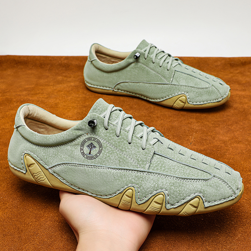 (🎁Free Orthotic Insoles🔥)Men’s Handmade Premium Cowhide Leather Lace-Up Dress Shoes with Arch Support, Breathable for Summer Walking & Driving -1