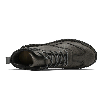 Mens Casual Leather Shoes Ankle Chukka Boots Slip On Lightweight Loafers Mid top Walking Driving Shoes for Male