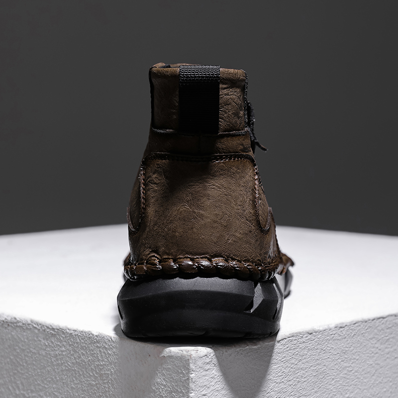 Men's Comfortable Orthopedic Leather Shoes - Lightweight ; Round Toe ; Breathable ; Arch Support ; Non-Slip ; Durable for 3 years