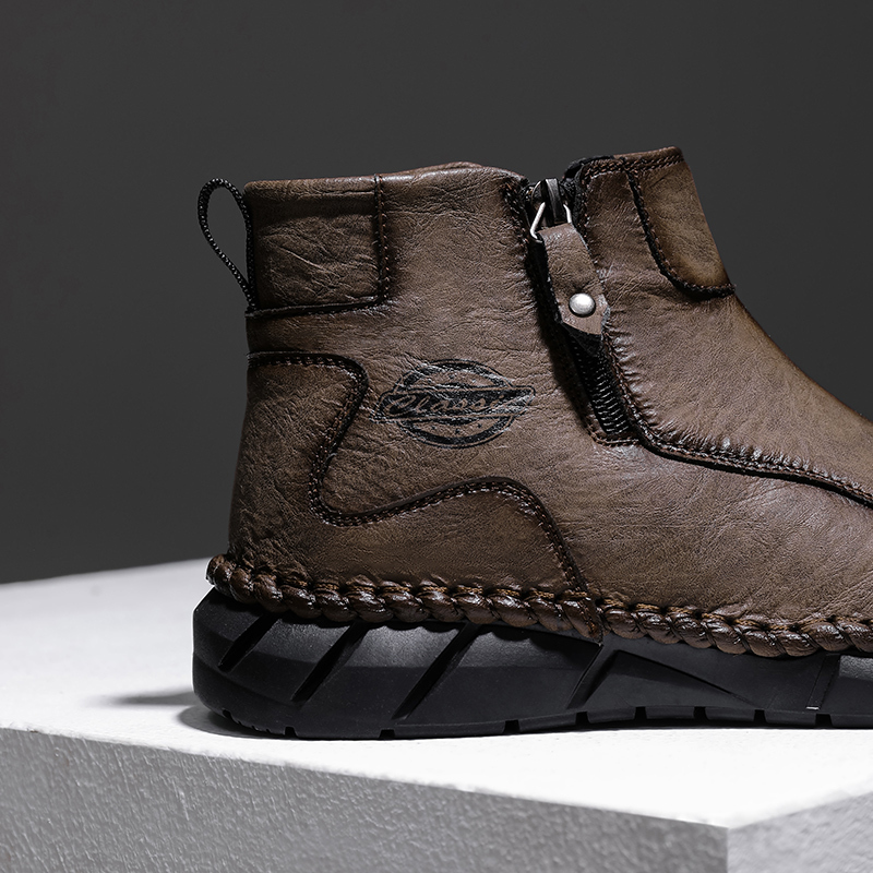 Men's Comfortable Orthopedic Leather Shoes - Lightweight ; Round Toe ; Breathable ; Arch Support ; Non-Slip ; Durable for 3 years