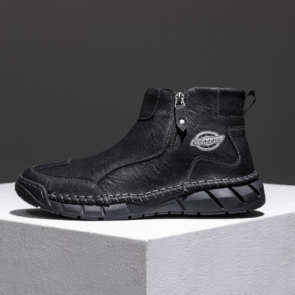 Men's Comfortable Orthopedic Leather Shoes - Lightweight ; Round Toe ; Breathable ; Arch Support ; Non-Slip ; Durable for 3 years