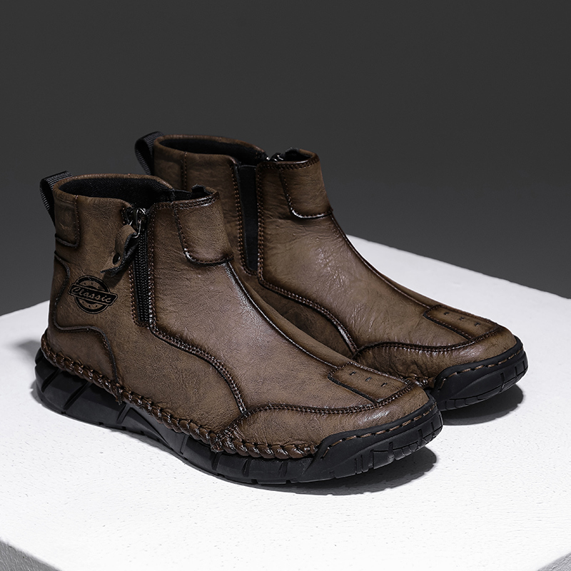 Men's Comfortable Orthopedic Leather Shoes - Lightweight ; Round Toe ; Breathable ; Arch Support ; Non-Slip ; Durable for 3 years