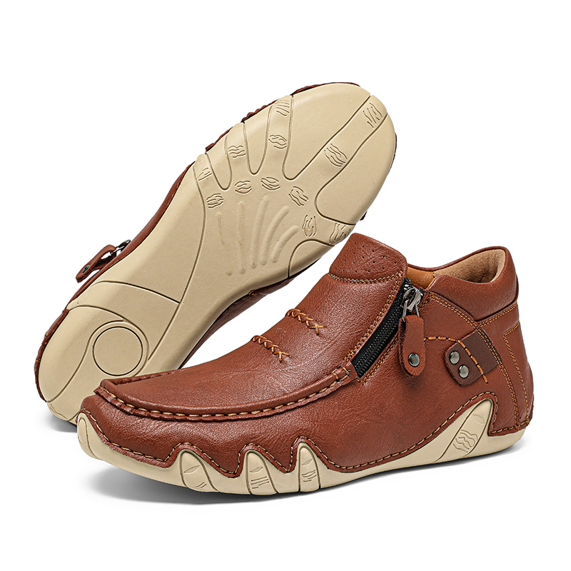 Limited Time Sale 70% OFF – Men’s Retro Leather Zip Boots Built for Comfort, Wide Toe, Arch Support, Pressure Relief, Waterproof for Every Season