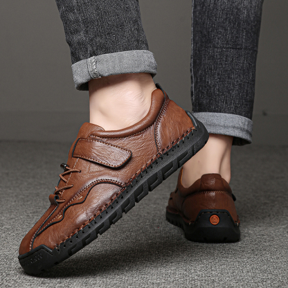 Men's Hand-Stitched Outdoor Work Shoes – Premium Cowhide Upper, Breathable, Arch Support, Soft Lining, Anti-Collision Toe, Shock-Absorbing Non-Slip Sole