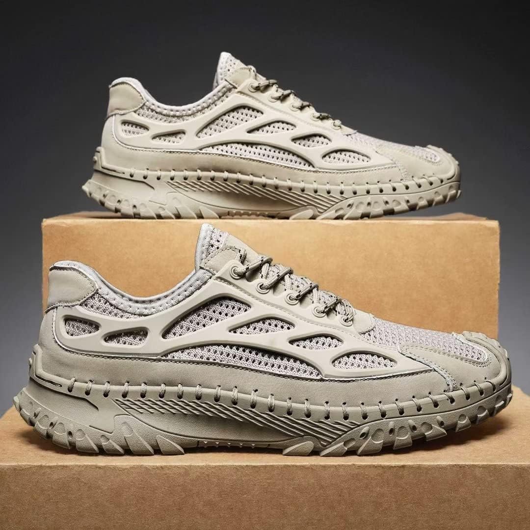 ⏰Limited Time 50% OFF🛒Men’s Lace-Up Orthopedic Leather Hiking Shoes – Breathable Mesh, Durable Rubber Sole, Lightweight & Supportive