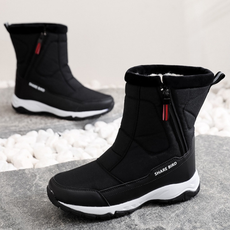 Men's Winter Warm Lined Arch Support Waterproof Non-slip Zipper Insulated Snow Boots