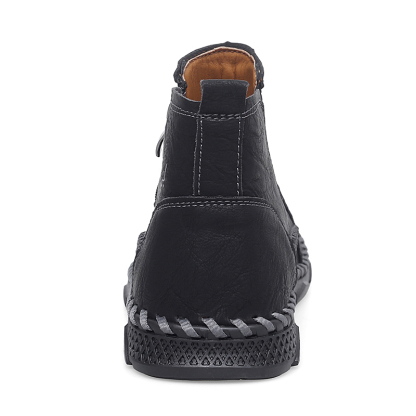 Mens Hand Stitching Leather Lace Up Ankle Boots Casual Vintage Non Slip Flats Arch Support Loafers for Hiking Walking Driving Chukka Boots