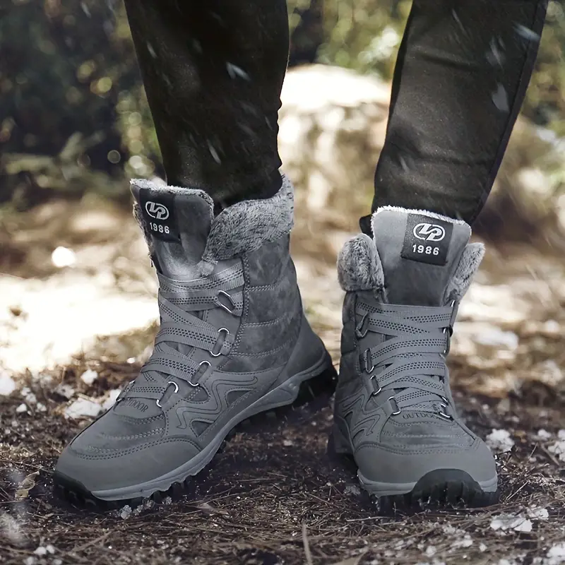 Men's Orthopedic Arch Support Wide Toe Snow Boots Non-slip Waterproof Cold Warm Hiking Boots