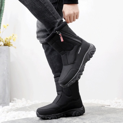 Men's Winter Warm Lined Arch Support Waterproof Non-slip Zipper Insulated Snow Boots