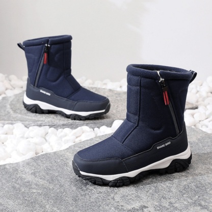 Men's Winter Warm Lined Arch Support Waterproof Non-slip Zipper Insulated Snow Boots