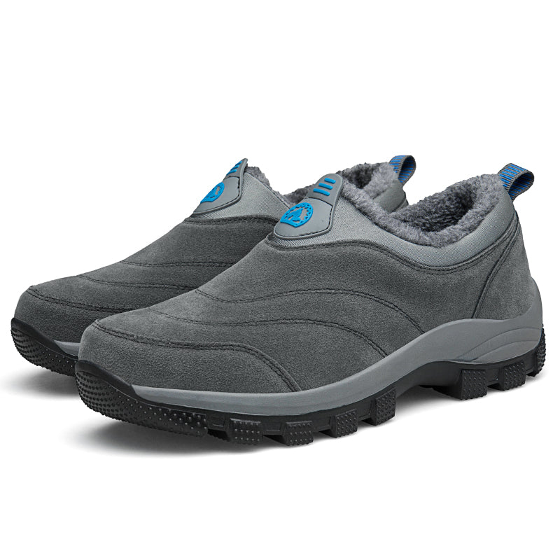 Men's Slip-On Fleece-Lined Hiking Shoes - Winter Warmth & Anti-Slip Grip