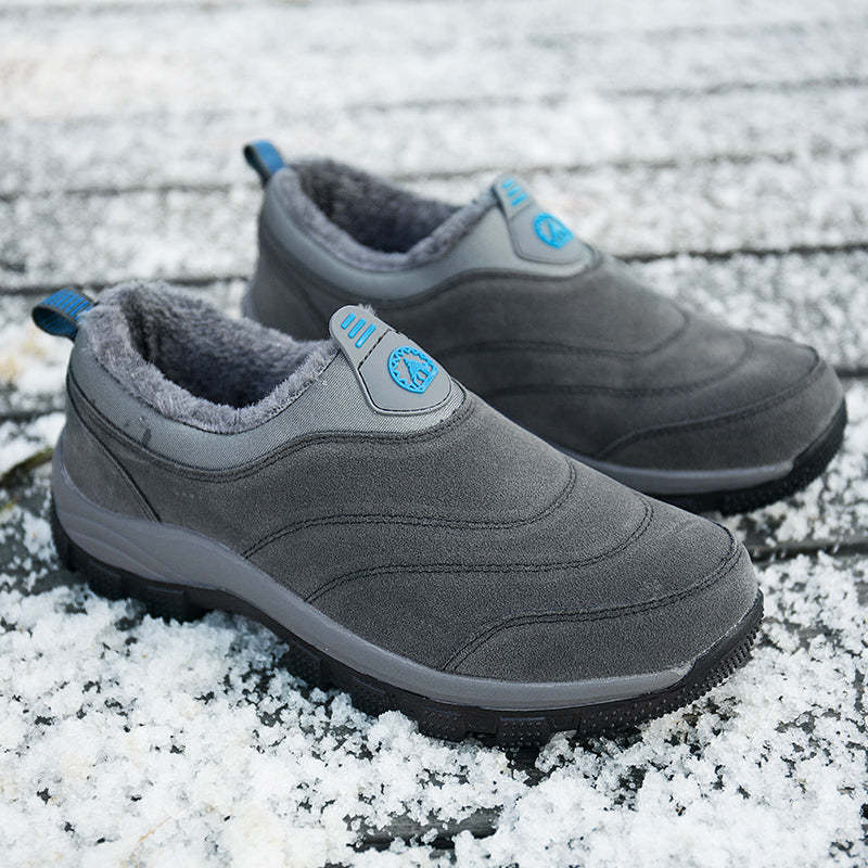 Men's Slip-On Fleece-Lined Hiking Shoes - Winter Warmth & Anti-Slip Grip