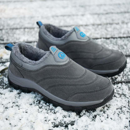 Men's Slip-On Fleece-Lined Hiking Shoes - Winter Warmth & Anti-Slip Grip