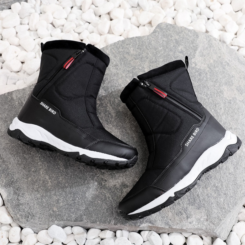 Men's Winter Warm Lined Arch Support Waterproof Non-slip Zipper Insulated Snow Boots