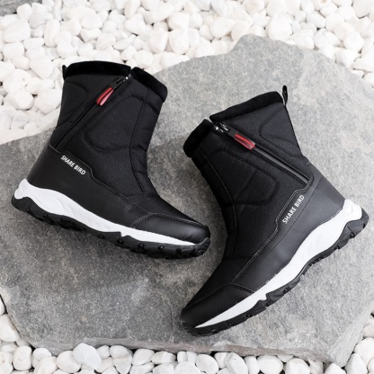 Men's Winter Warm Lined Arch Support Waterproof Non-slip Zipper Insulated Snow Boots