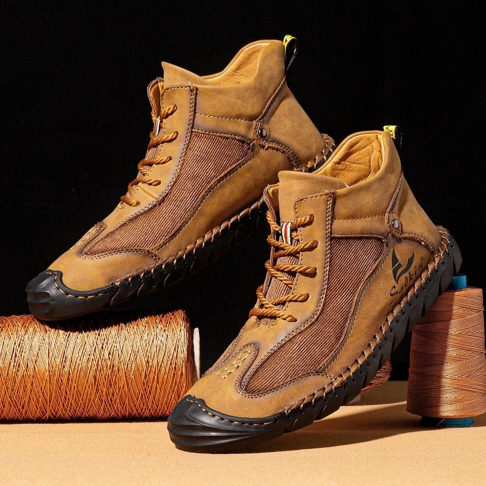Men's Retro Lace-Up Ankle Boots with Rubber Sole, Yellowstone Casual Wear-Resistant Boots