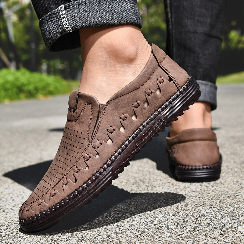 Mens Leather Casual Shoes Comfortable Fashion Sneakers Loafers Lightweight Dress Walking Driving Shoes for Men