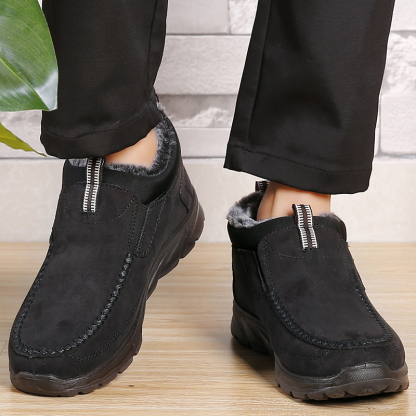Men's Winter Warm Wide Head Non-Slip Waterproof Slip-On Snow Boots