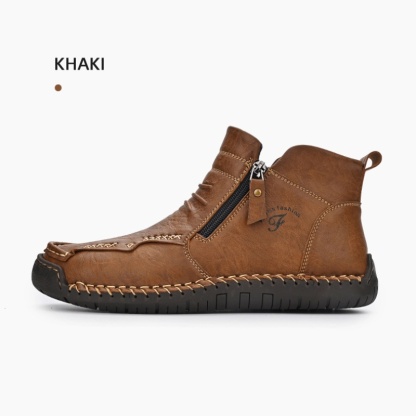 Mens Everyday Leather Zipper Arch Support Non-Slip Boots