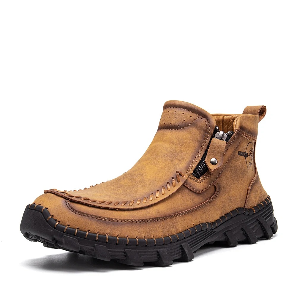 Men's Vintage Casual Soft And Breathable Side Zipper Ankle Chukka Tooling Boots