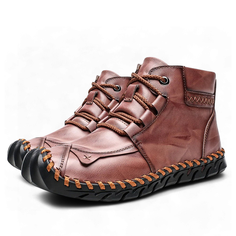 Men's Comfortable Waterproof Durable Handmade Leather Shoes Wide Toe Shoes