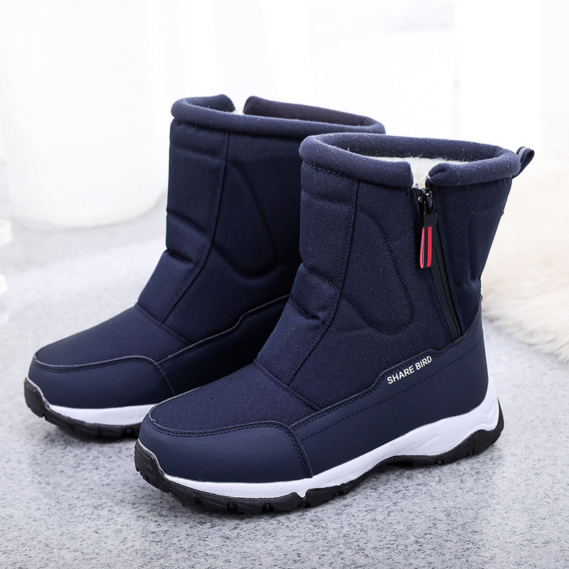 Men's Winter Warm Lined Arch Support Waterproof Non-slip Zipper Insulated Snow Boots