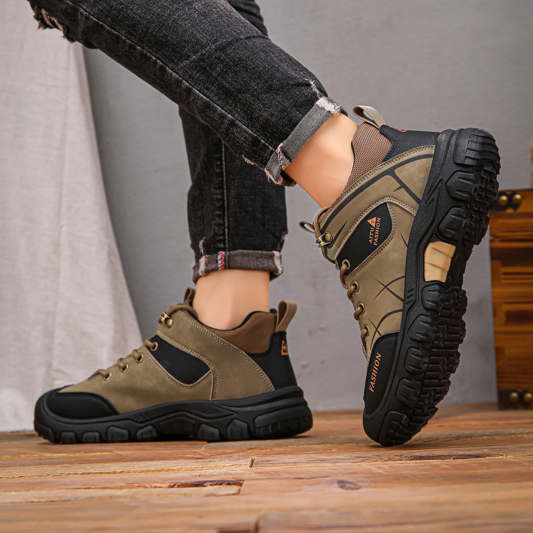 Men's Outdoor Hiking Shoes – Waterproof, Non-Slip, Puncture-Proof & Smash-Proof with Arch Support & Wide Toe – Perfect for Daily Wear & Outdoor Adventures