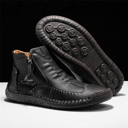 Men’s Vintage Motorcycle Work Boots – Handcrafted, Waterproof, Slip-Resistant, Durable Outdoor Footwear