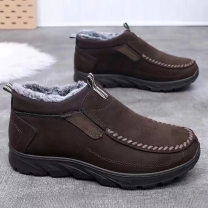 Men's Winter Warm Wide Head Non-Slip Waterproof Slip-On Snow Boots