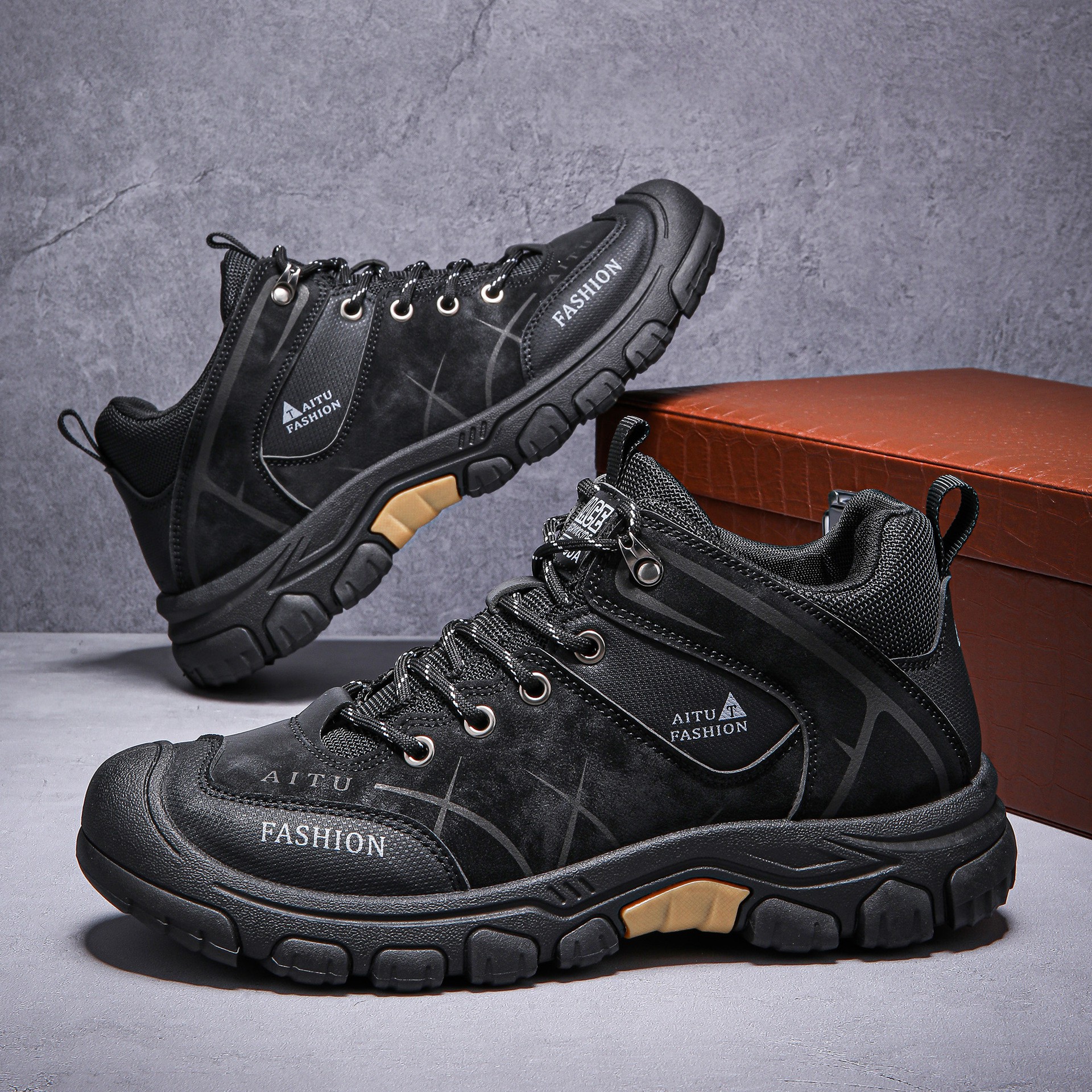 Men's Outdoor Hiking Shoes – Waterproof, Non-Slip, Puncture-Proof & Smash-Proof with Arch Support & Wide Toe – Perfect for Daily Wear & Outdoor Adventures
