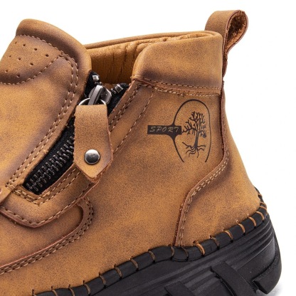 Men's Vintage Casual Soft And Breathable Side Zipper Ankle Chukka Tooling Boots
