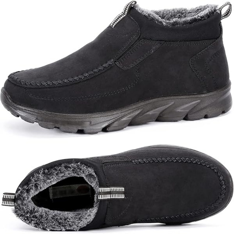 Men's Winter Warm Wide Head Non-Slip Waterproof Slip-On Snow Boots