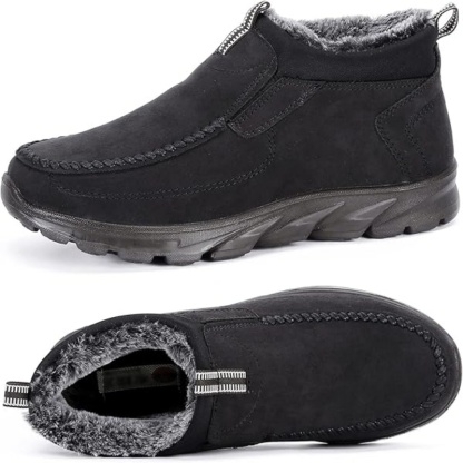 Men's Winter Warm Wide Head Non-Slip Waterproof Slip-On Snow Boots
