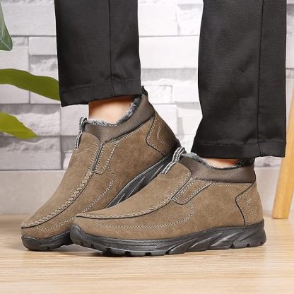 Men's Winter Warm Wide Head Non-Slip Waterproof Slip-On Snow Boots