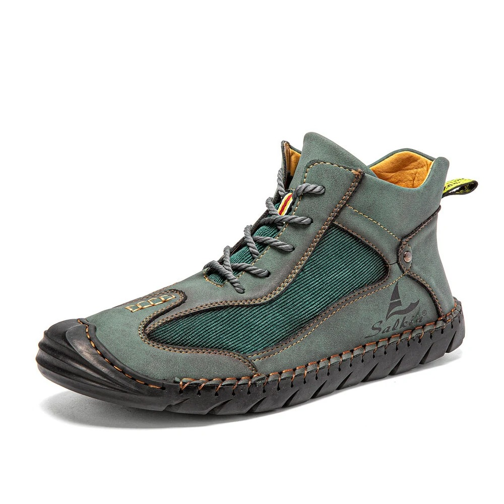 Men's Retro Lace-Up Ankle Boots with Rubber Sole, Yellowstone Casual Wear-Resistant Boots