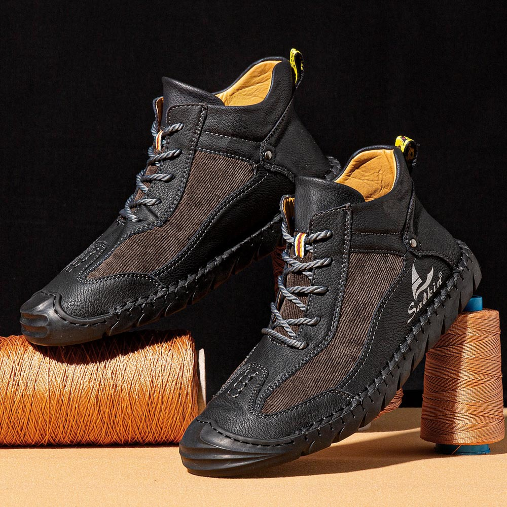 Men's Retro Lace-Up Ankle Boots with Rubber Sole, Yellowstone Casual Wear-Resistant Boots