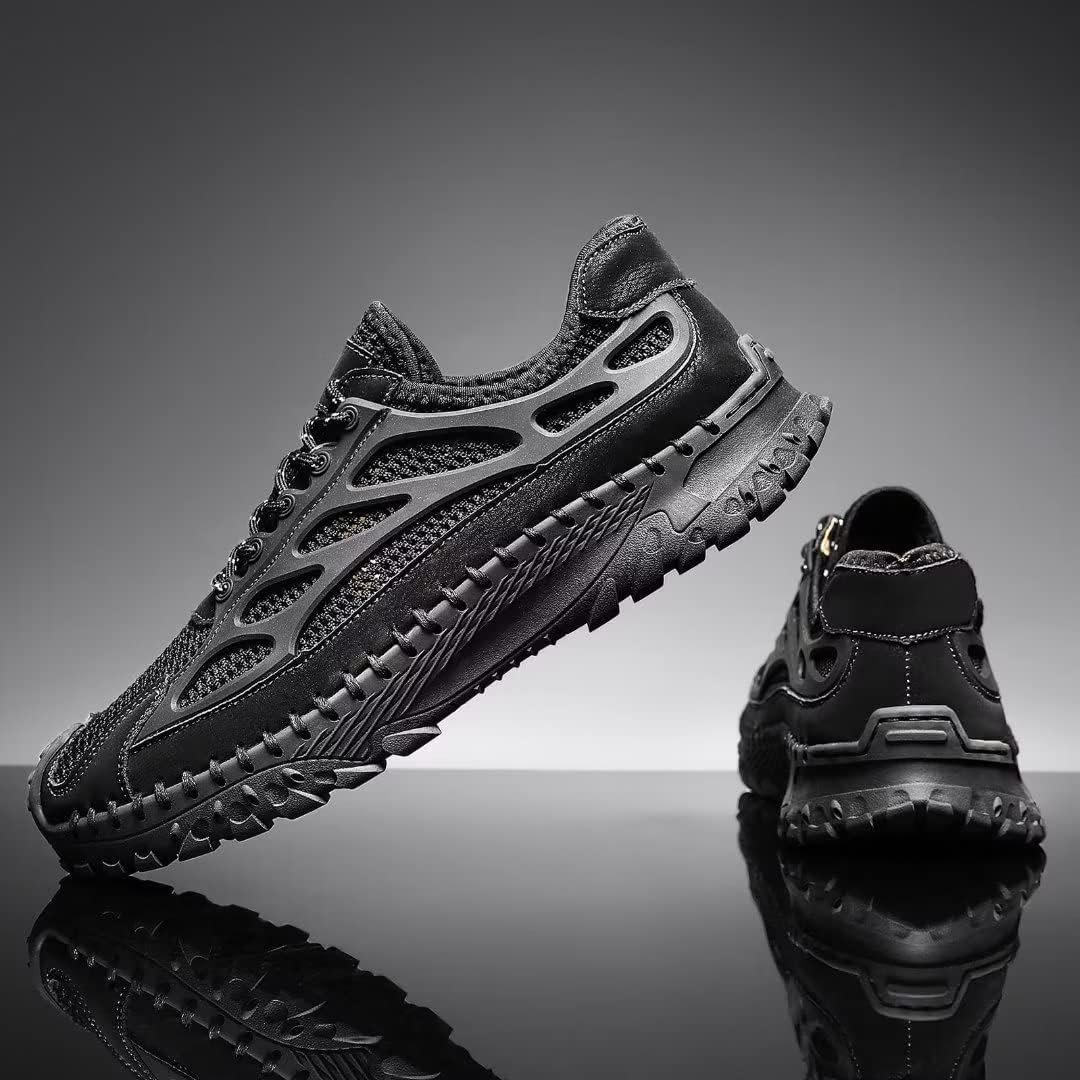 ⏰Limited Time 50% OFF🛒Men’s Lace-Up Orthopedic Leather Hiking Shoes – Breathable Mesh, Durable Rubber Sole, Lightweight & Supportive