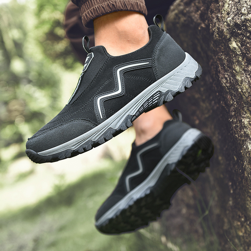 Men's Comfort Cushioned Corrective Wide Toe Arch Support Slip-On Sneakers Waterproof Anti-Slip Anti-Puncture Slip-on Hiking Shoe