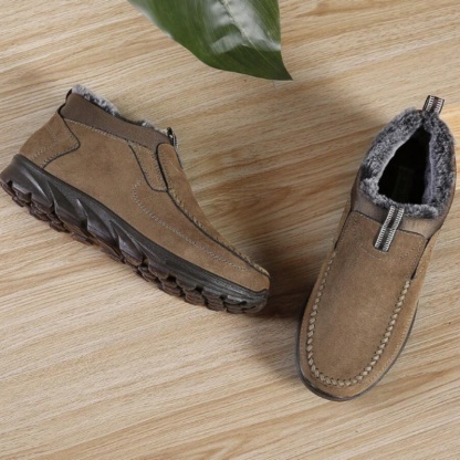 Men's Winter Warm Wide Head Non-Slip Waterproof Slip-On Snow Boots