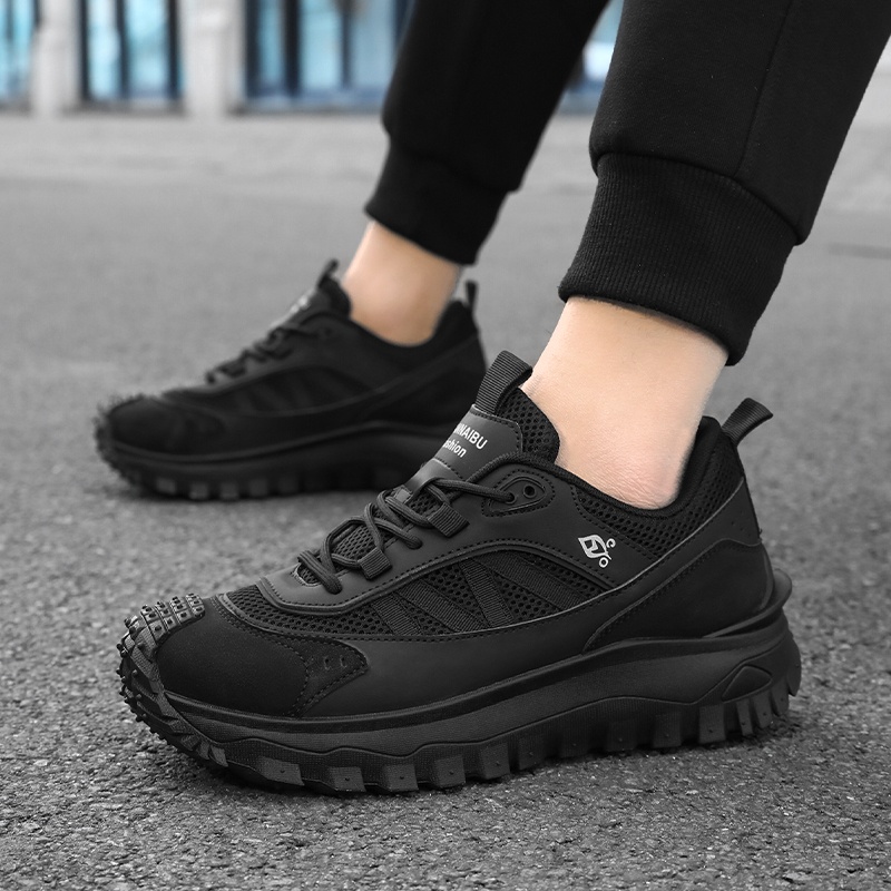 Plus Size 2025 Spring Men's Casual Fashion Sneakers Match Color Striped Street Style Lace-up Low-top Tire Pattern Sole Wear Resistant Non-Slip