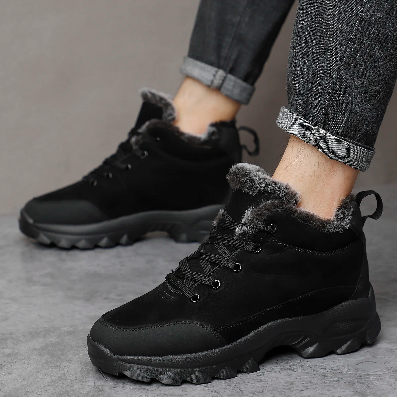 Men's Warm Fleece Snow Boots Waterproof Non-Slip Orthopedic Support Winter Boots