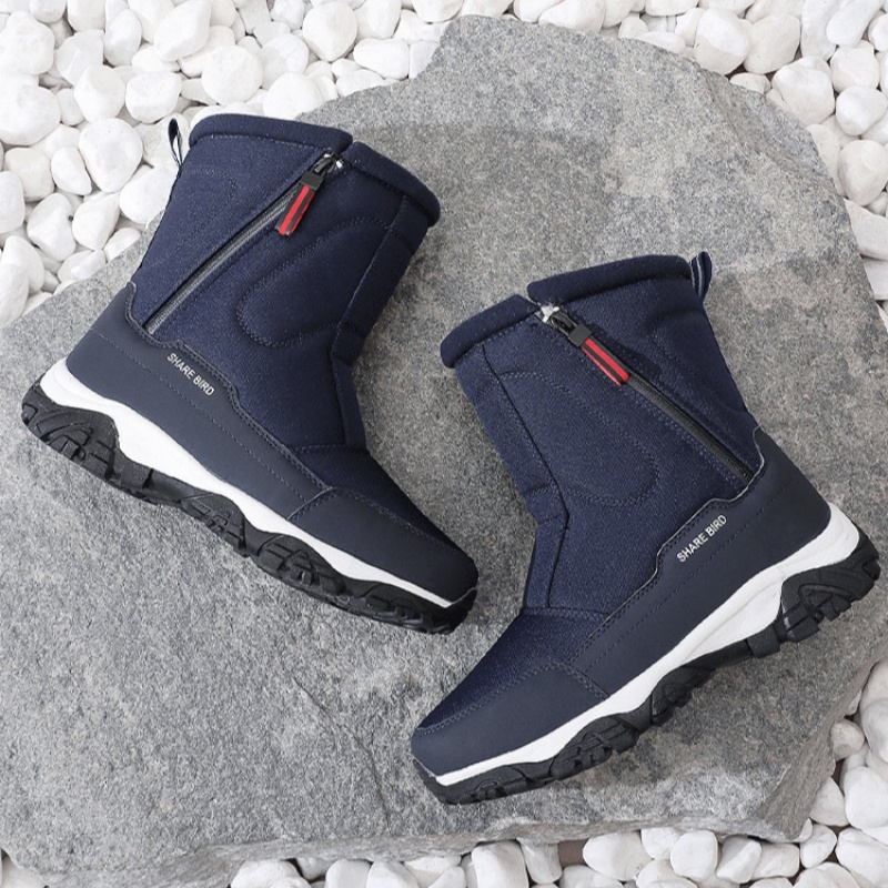 Men's Winter Warm Lined Arch Support Waterproof Non-slip Zipper Insulated Snow Boots